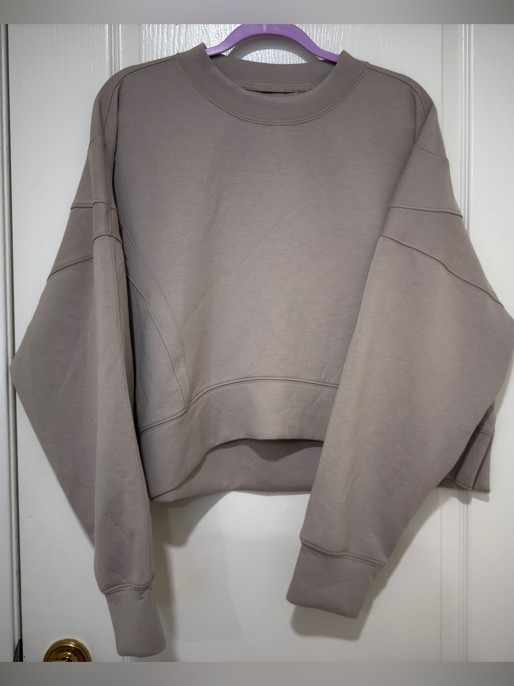 Abercrombie YPB NeoKnit Cropped Sweatshirt Taupe Oversized XL Athleisure